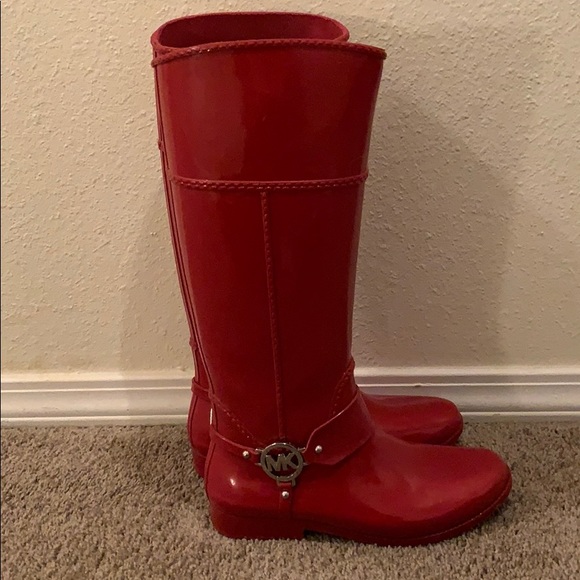 Michael Kors Red Rubber Rainboots - Picture 1 of 4